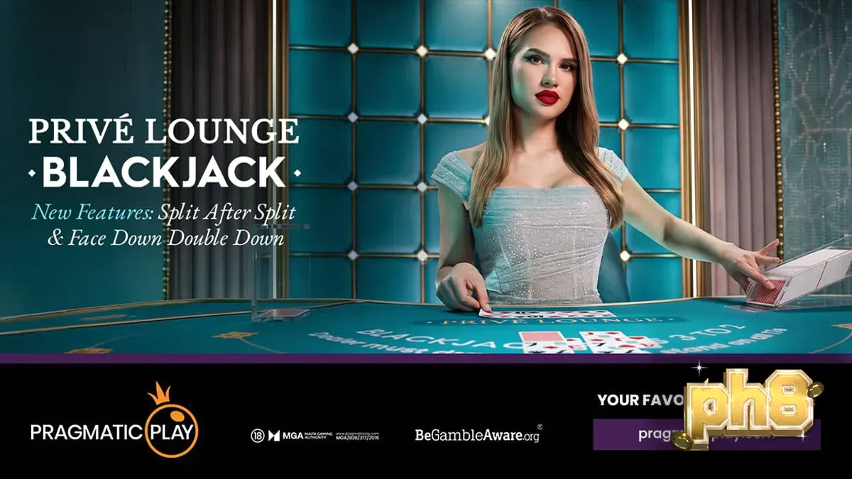 Isang eleganteng VIP blackjack table sa isang live casino setting.